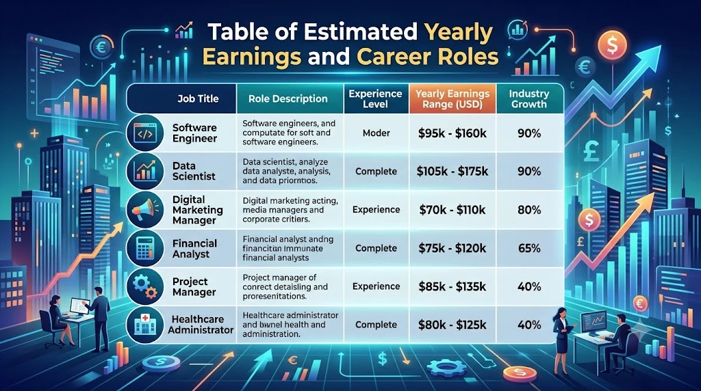 Table of Estimated Yearly Earnings and Career Roles