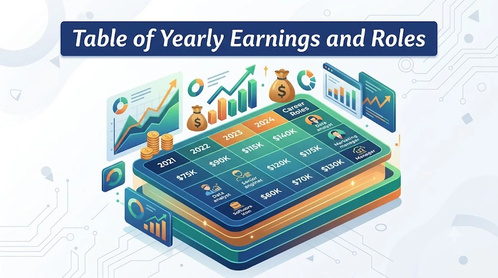 Table of Yearly Earnings and Roles