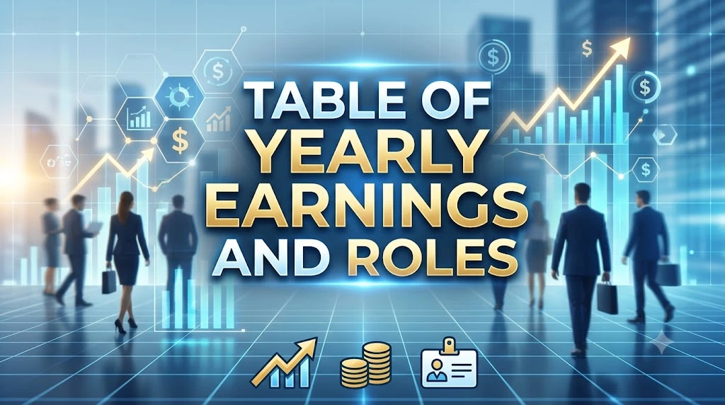 Table of Yearly Earnings and Roles