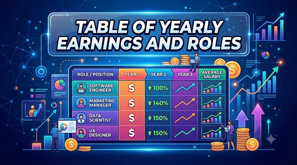Table of Yearly Earnings and Roles