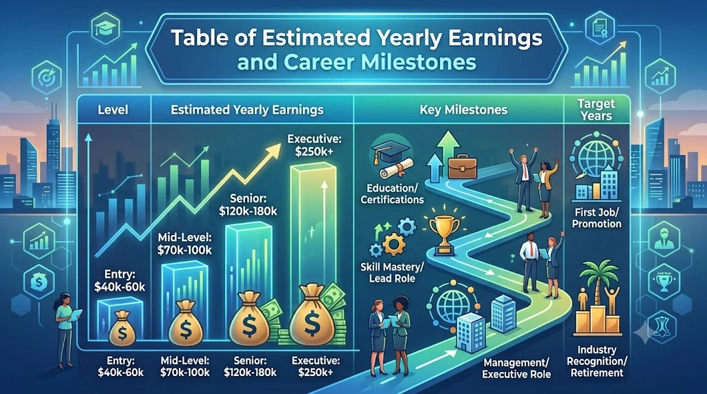 Table of Estimated Yearly Earnings and Career Milestones