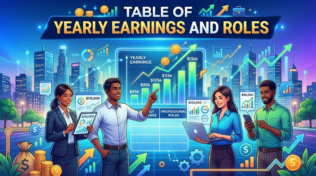 Table of Yearly Earnings and Roles