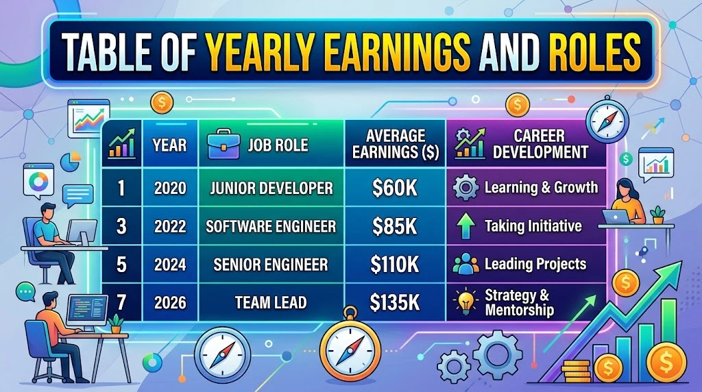 Table of Yearly Earnings and Roles