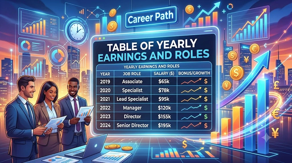 Table of Yearly Earnings and Roles