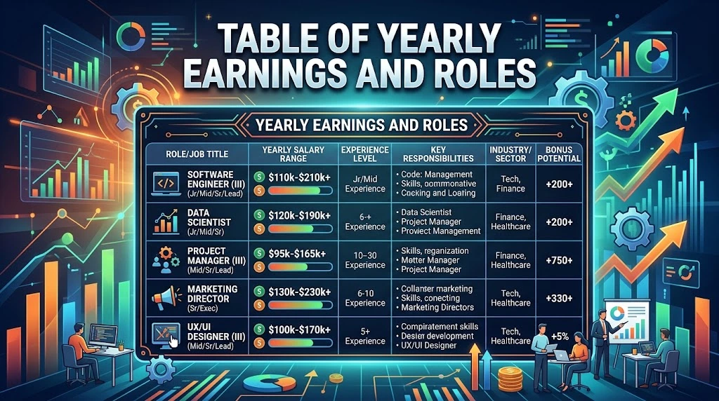 Table of Yearly Earnings and Roles