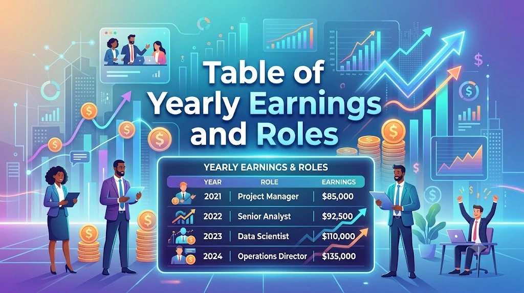 Table of Yearly Earnings and Roles