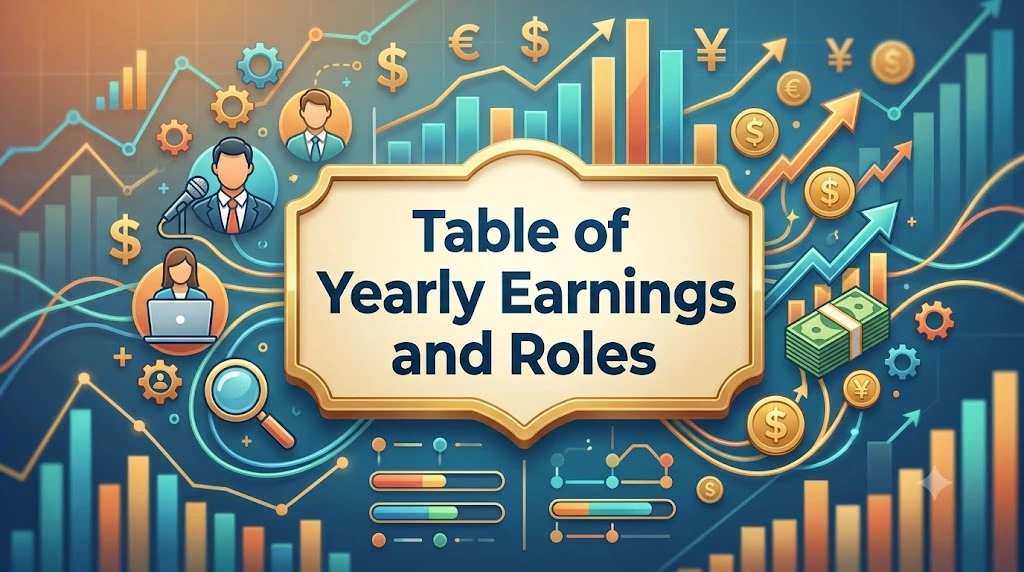 Table of Yearly Earnings and Roles